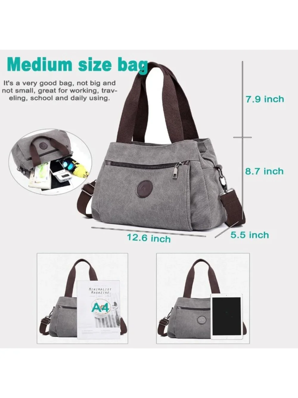 Stylish Canvas Crossbody Handbag for Women | Multi-Compartment Tote Satchel